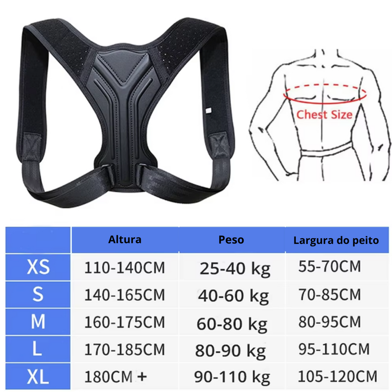 Corretor de Postura UNISEX - Ajustável para costas, ombro, clavícula e coluna!